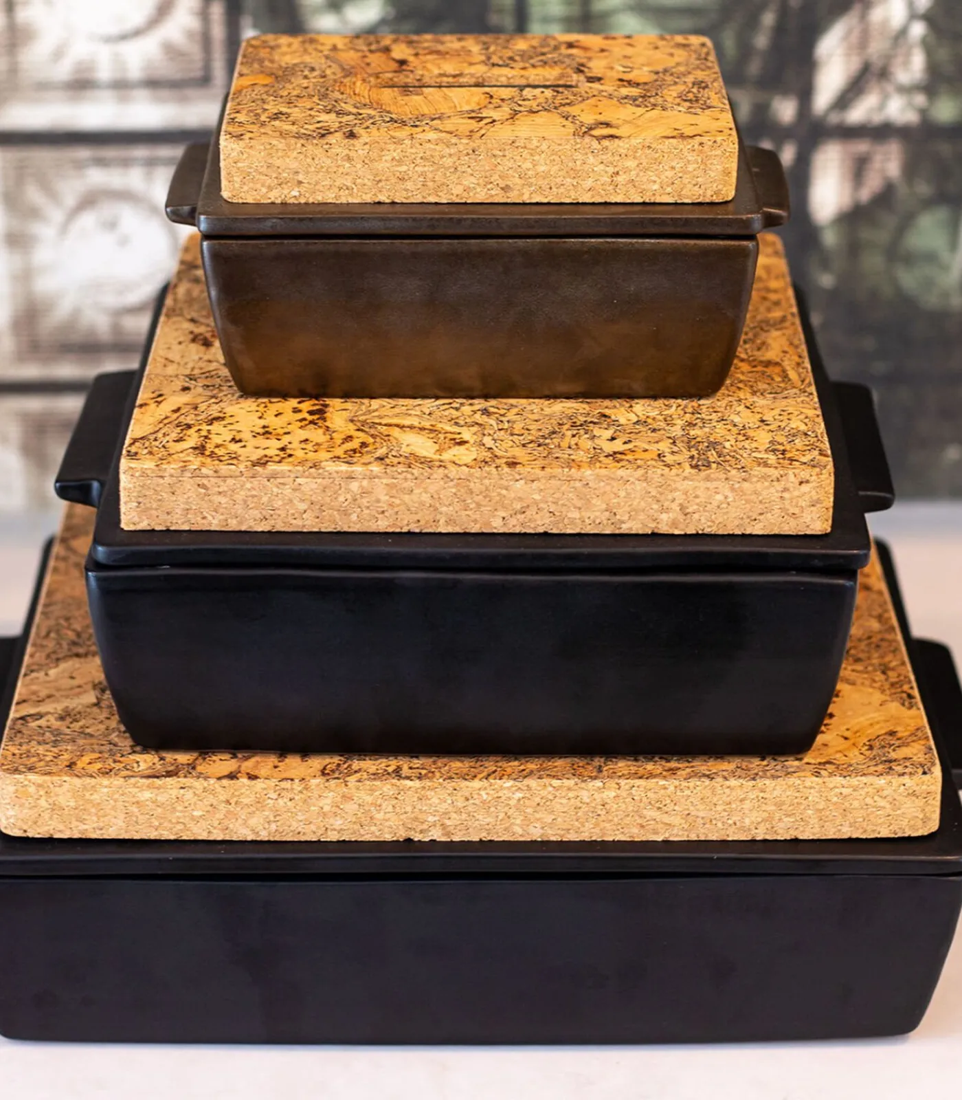 Outlet Met deksel en kurk - Ovenschotel 20x13,5x8,5cm - Zwart Bakken