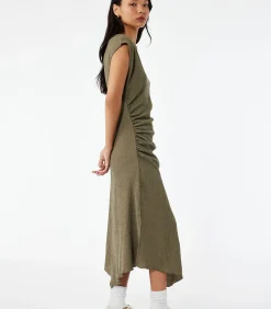 DAMES Koton Midi-jurk Asymmetrisch Mouwloos Plissé Groen