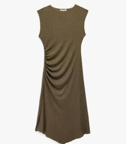 DAMES Koton Midi-jurk Asymmetrisch Mouwloos Plissé Groen