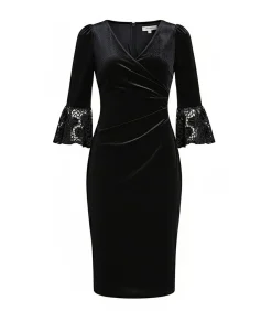 DAMES Goddiva Midi-jurk “Crochet Velvet Wrap Midi Dress”