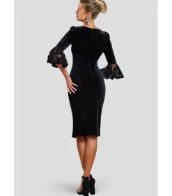 DAMES Goddiva Midi-jurk “Crochet Velvet Wrap Midi Dress”