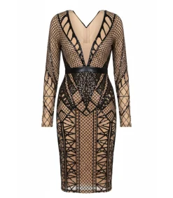 Hot Midi-jurk “Geometric Sequin Plunge Midi” DAMES Jurken