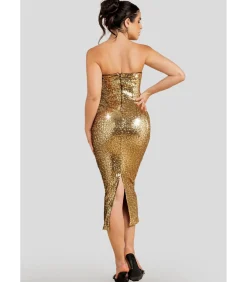 Hot Midi-jurk “Liquid Sequin Boobtube Midaxi With Corsage” DAMES Jurken