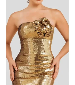 Hot Midi-jurk “Liquid Sequin Boobtube Midaxi With Corsage” DAMES Jurken