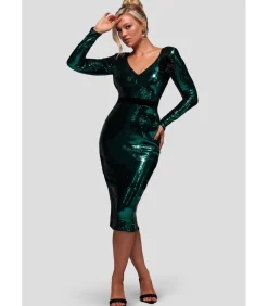 DAMES Goddiva Midi-jurk “Liquid Sequin Midi With Corsage”