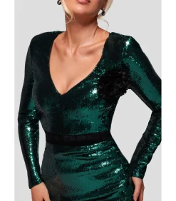 DAMES Goddiva Midi-jurk “Liquid Sequin Midi With Corsage”