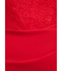 DAMES Goddiva Midi-jurk “One Shoulder Organza Fan Detail Lace Bodice Midi Dress”