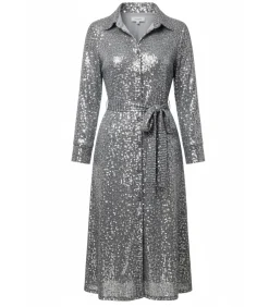 DAMES Goddiva Midi-jurk “Sequin Skater Shirt Dress”