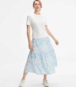 DAMES Smart & Joy Midi-rok met gelaagd paneel en bloemenprint