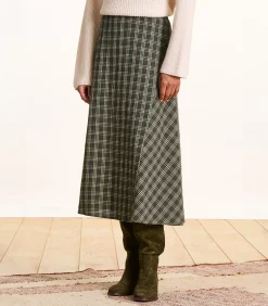 Midirok met kaki ruitjes DAMES Rokken