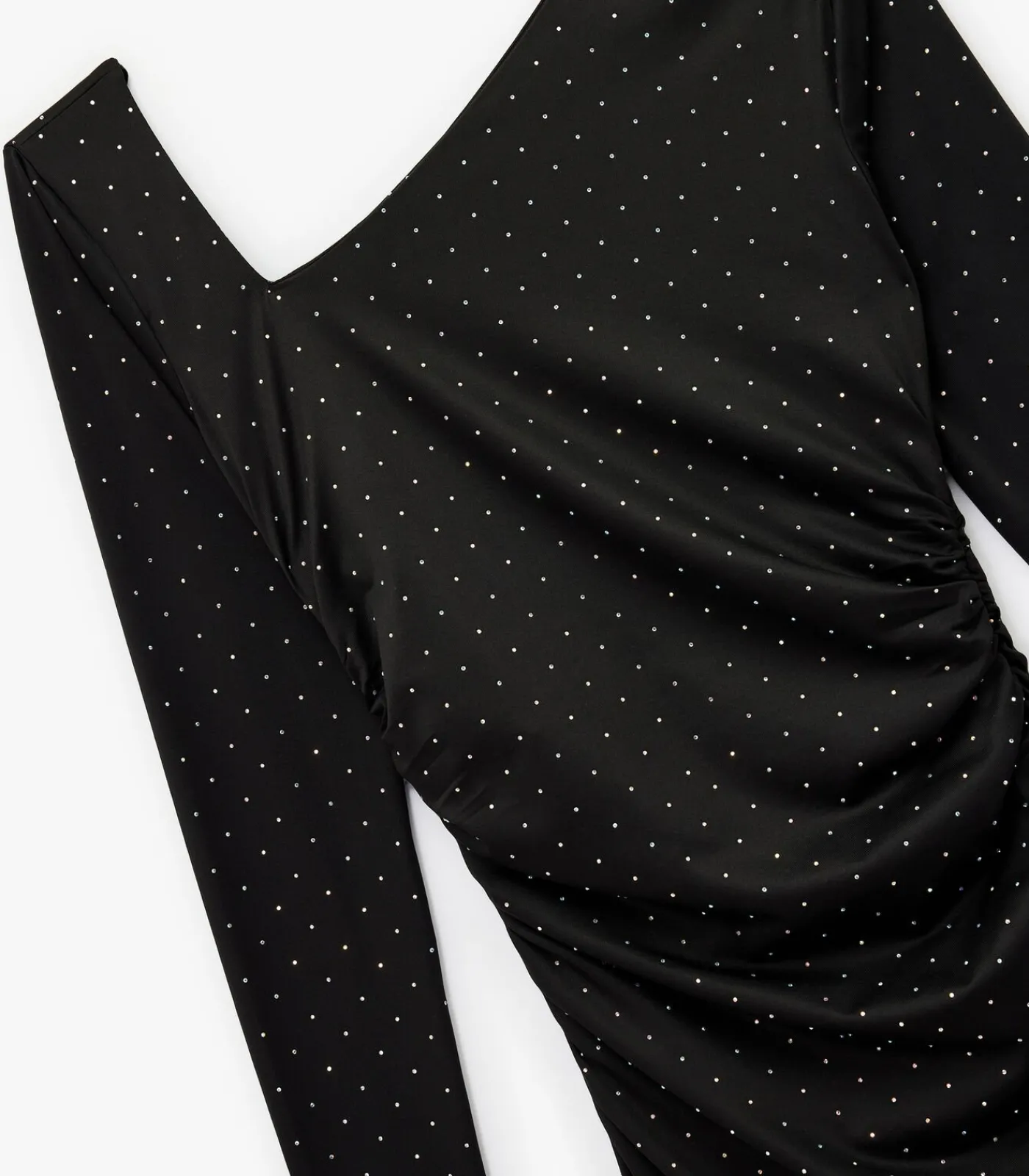 DAMES Koton Mini-jurk Asymmetrische Halslijn Lange Mouwen Strass