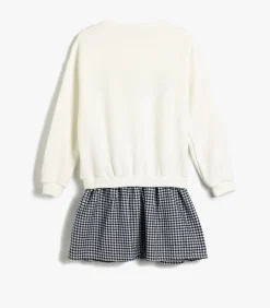 Mini-lengte Met gebruik van twee verschillende stoffen Jurk Kinderen Kleedjes