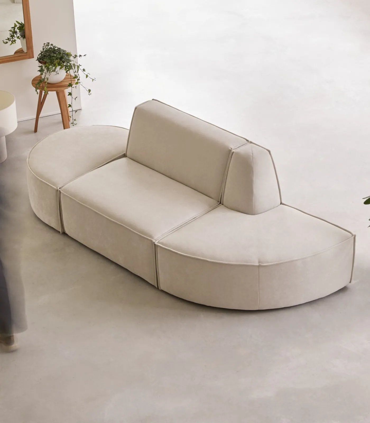 Modulaire Dario 2-zitsbank in beige stof Zetels