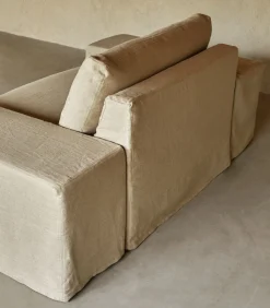 Outlet Modulaire fauteuil in natuurlijk linnen, 1-zit Zetels