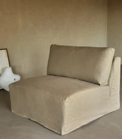 Clearance Modulaire loungestoel Nils in natuurlijk linnen, 1-zit Zetels