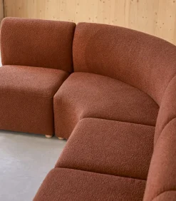 Sale Modulaire 4-zitshoekbank Swann van massief acacia en terracotta stof Zetels