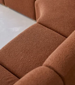 Sale Modulaire 4-zitshoekbank Swann van massief acacia en terracotta stof Zetels