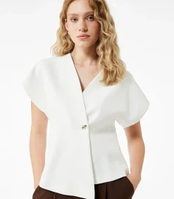 Outlet Mouwloze Asymmetrische V-hals Oversized Gilet DAMES Sportkledij