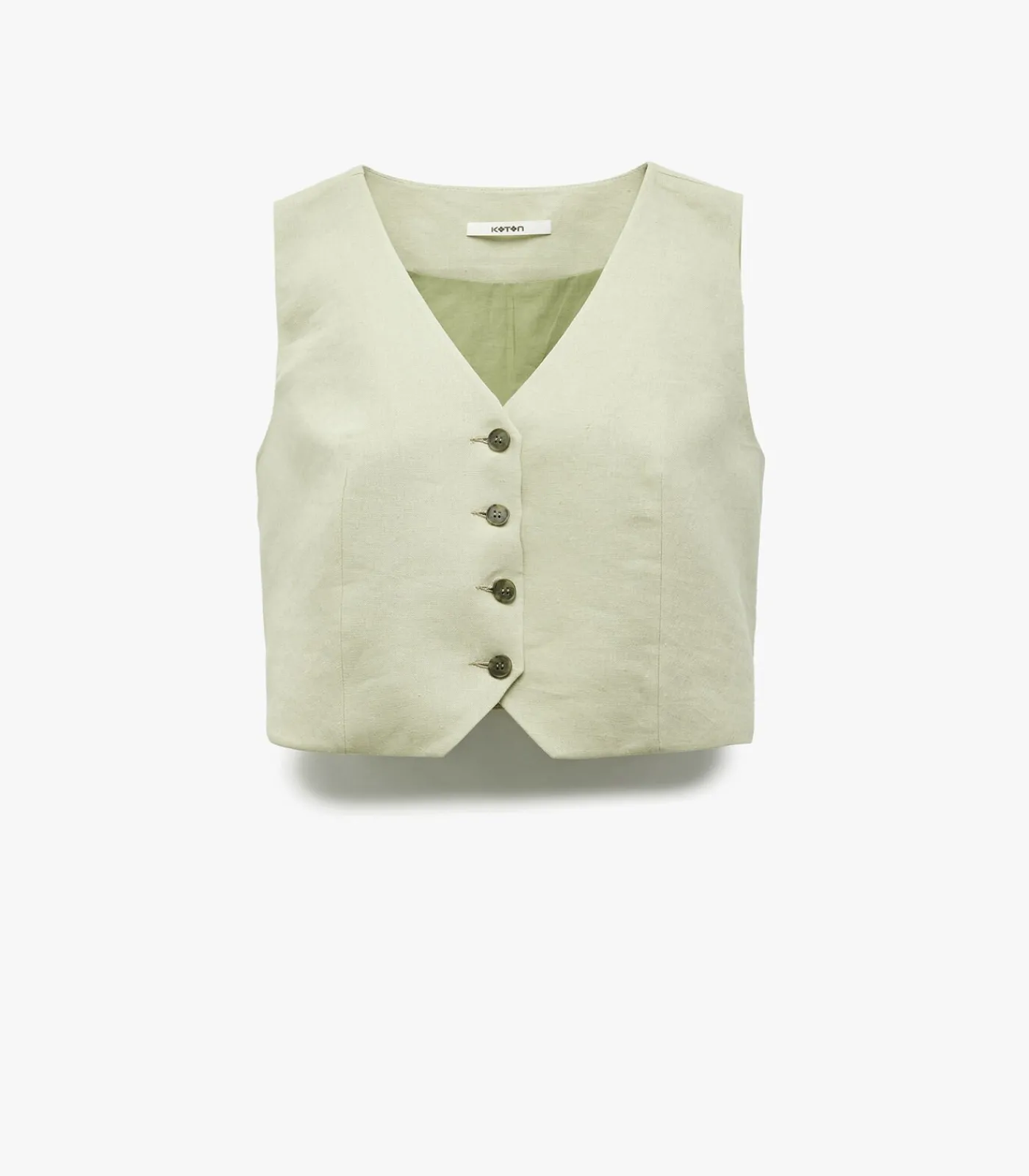 Mouwloze Linnen Blazer Yelek met Knoopsluiting DAMES Sportkledij