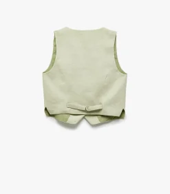 Mouwloze Linnen Blazer Yelek met Knoopsluiting DAMES Sportkledij