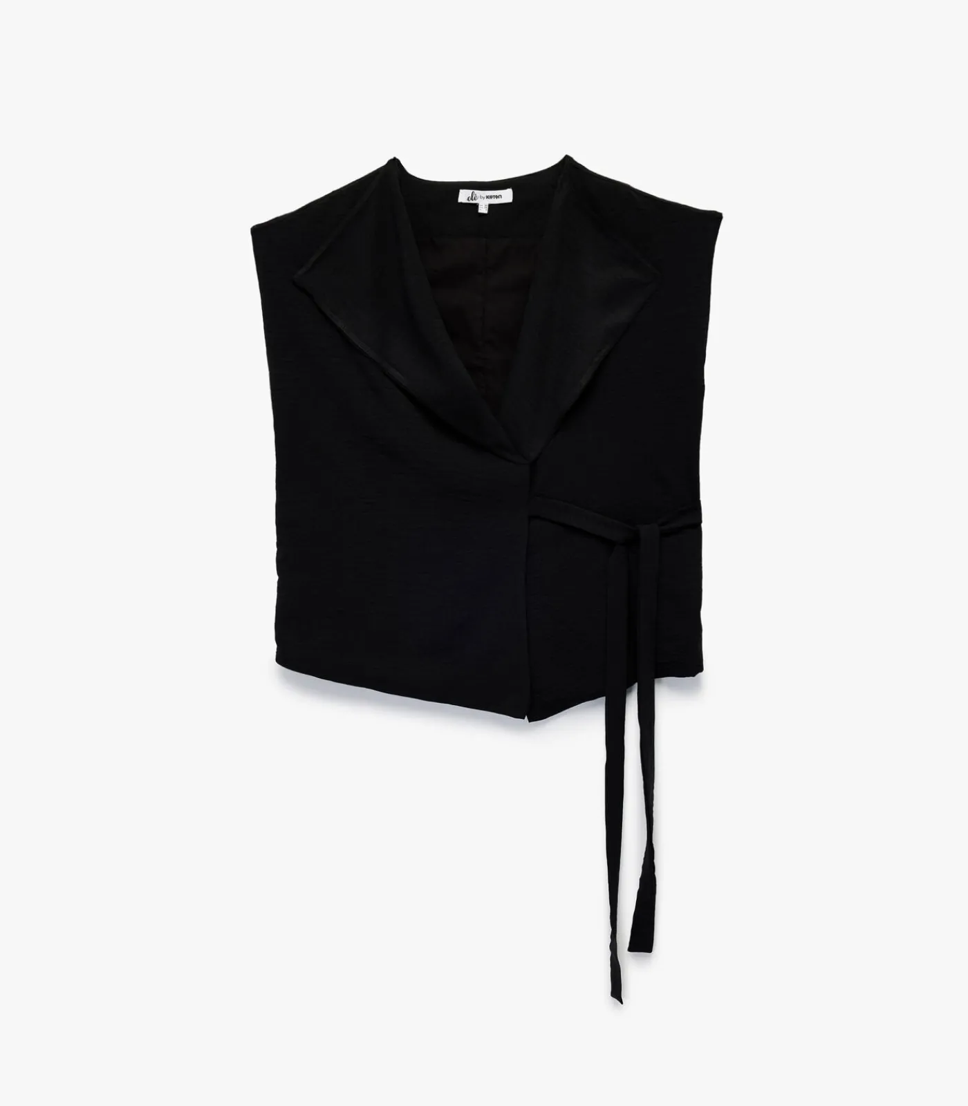 DAMES Koton Mouwloze Zwarte Wikkelblouse met Ceintuur