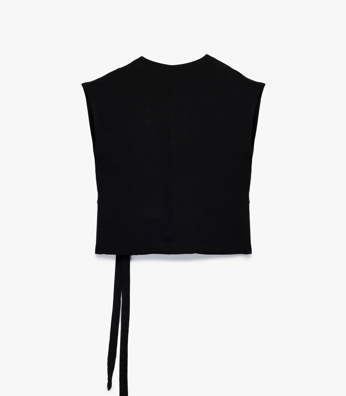 DAMES Koton Mouwloze Zwarte Wikkelblouse met Ceintuur