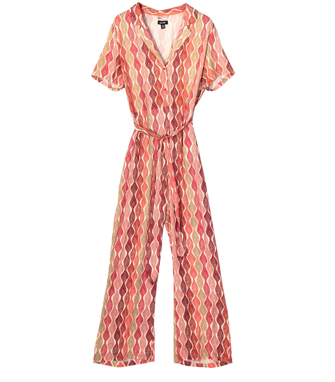 DAMES J&JOY jumpsuit met korte mouwen, bloemenprint en strik aan de taille