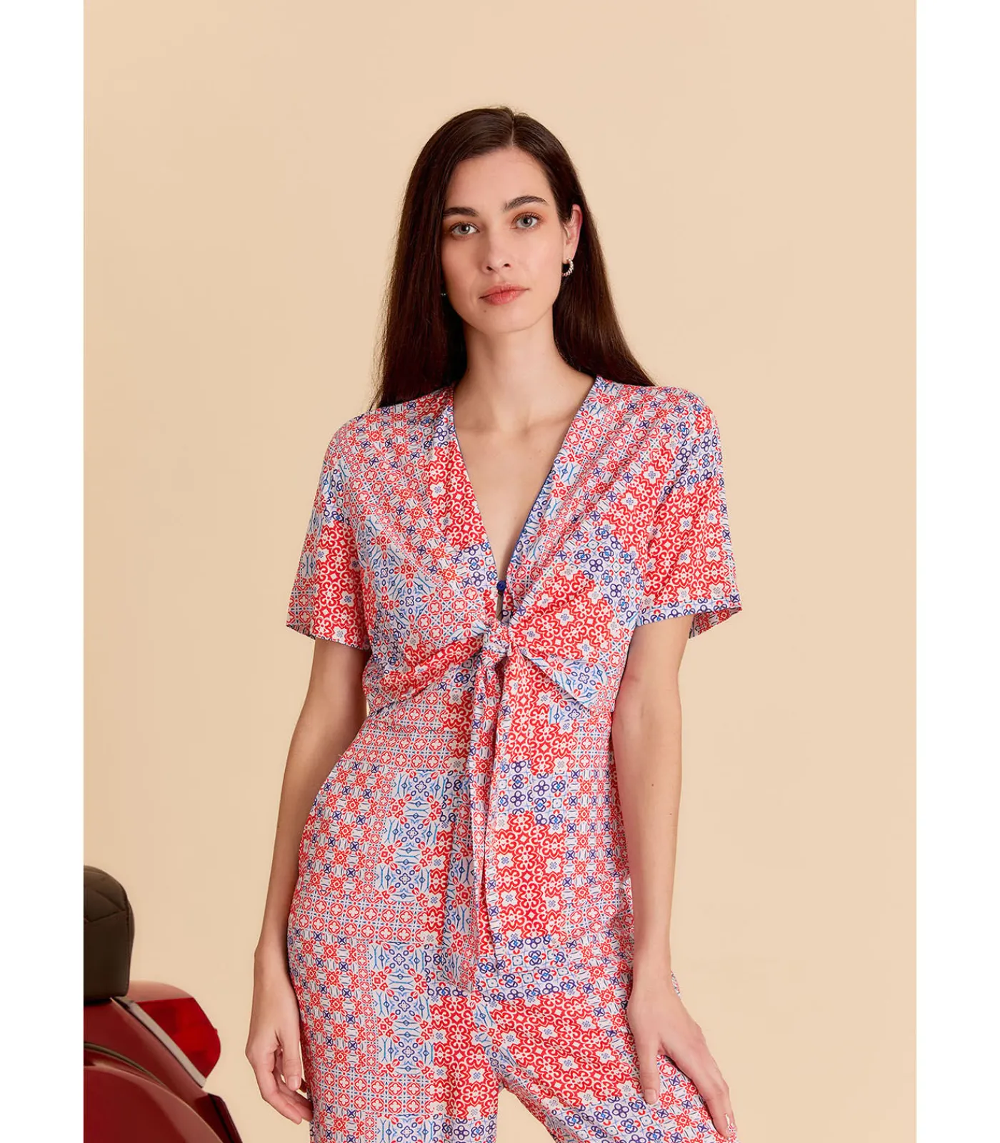 Best jumpsuit met strik en korte mouwen DAMES Jumpsuits