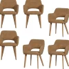 Online Murat Eetkamerstoelen Houten Naturel Poot - Geel - Set van 6 Stoelen