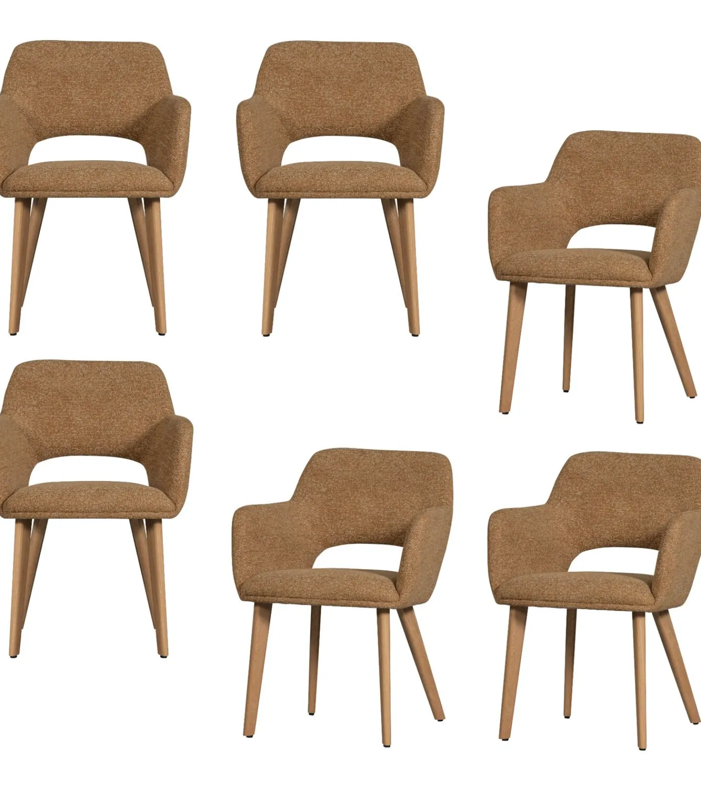 Online Murat Eetkamerstoelen Houten Naturel Poot - Geel - Set van 6 Stoelen