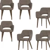 WOOOD Murat Eetkamerstoelen Houten Bruine Poot - Taupe - Set van 6