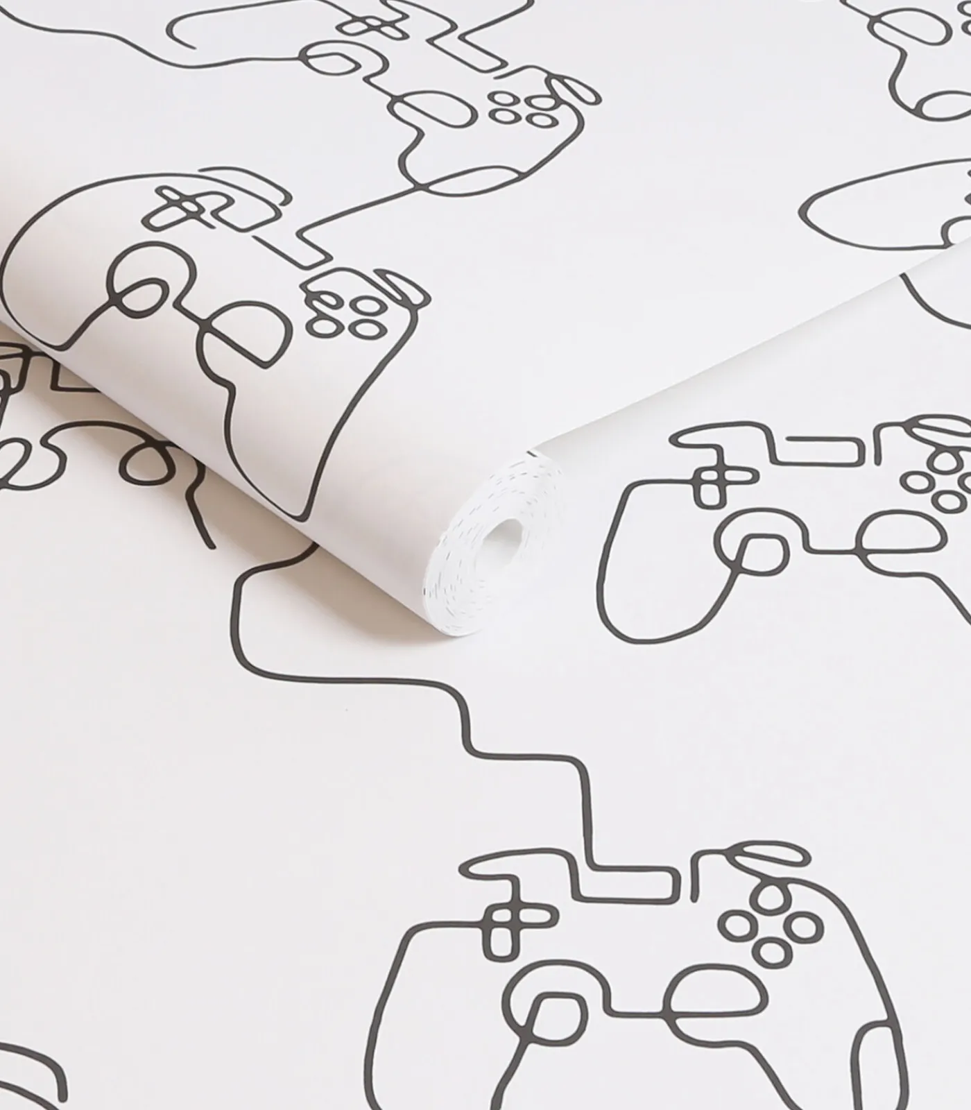 Sale - Vliesbehang - Gamer Doodle Black & White - 1000x52 Wanddecoratie