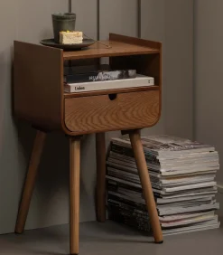 WOOOD Nils Nachtkastje/Bijzettafel - Hout - Naturel - 54x36x30