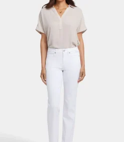 DAMES NYDJ No Gapper™ Marilyn Straight Jeans in Petite in Sure Stretch® Denim met Gestreepte Stretch