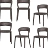 WOOOD Noble Eetkamerstoelen - Leerlook - Zwart/Grijs - Set van 6