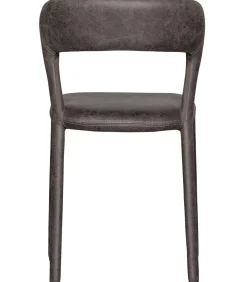 WOOOD Noble Eetkamerstoelen - Leerlook - Zwart/Grijs - Set van 6