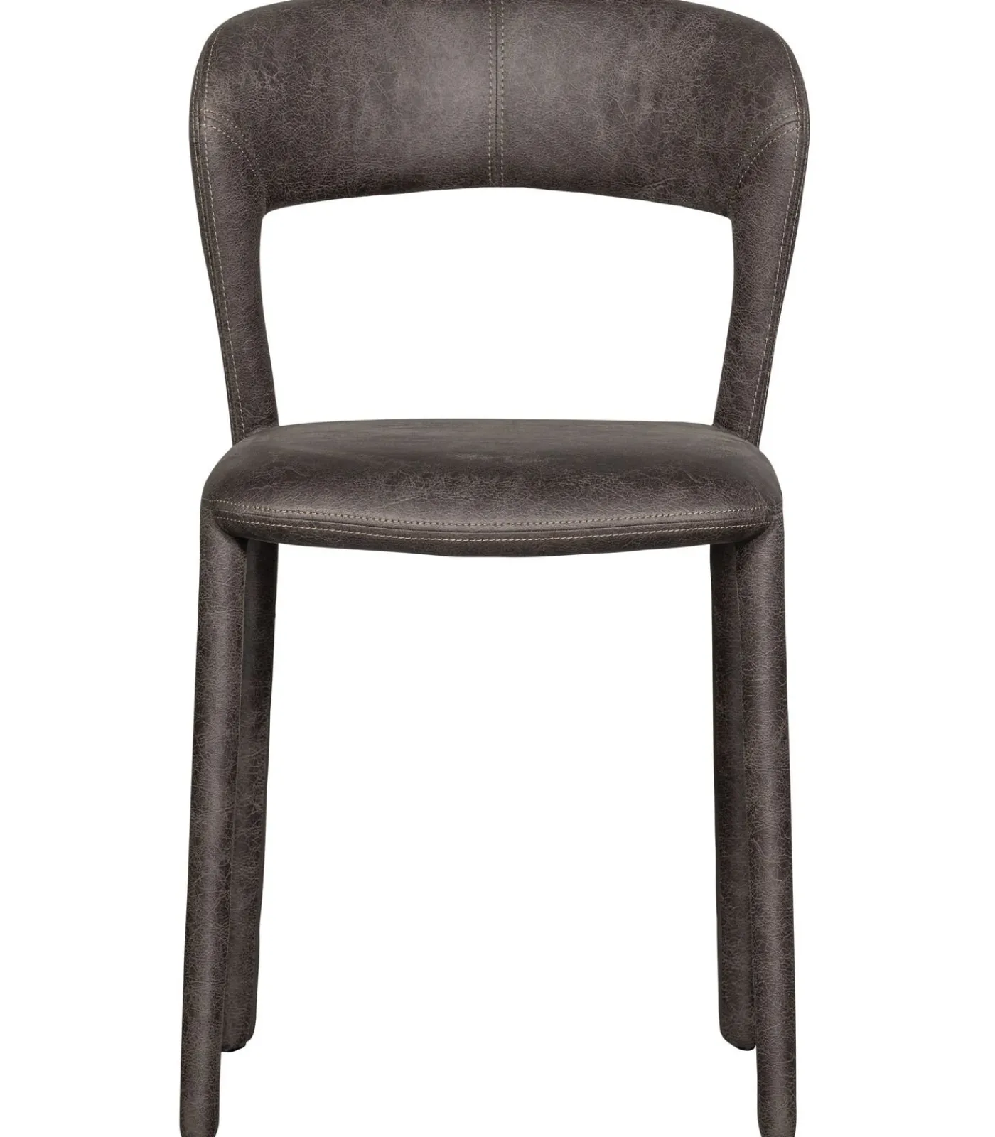 WOOOD Noble Eetkamerstoelen - Leerlook - Zwart/Grijs - Set van 6