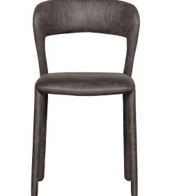 WOOOD Noble Eetkamerstoelen - Leerlook - Zwart/Grijs - Set van 6