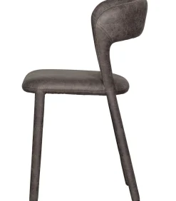 WOOOD Noble Eetkamerstoelen - Leerlook - Zwart/Grijs - Set van 6