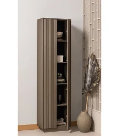 Discount Nova Hoge Kast - Grenen - Truffel Bruin - 215x67x40 Meubels