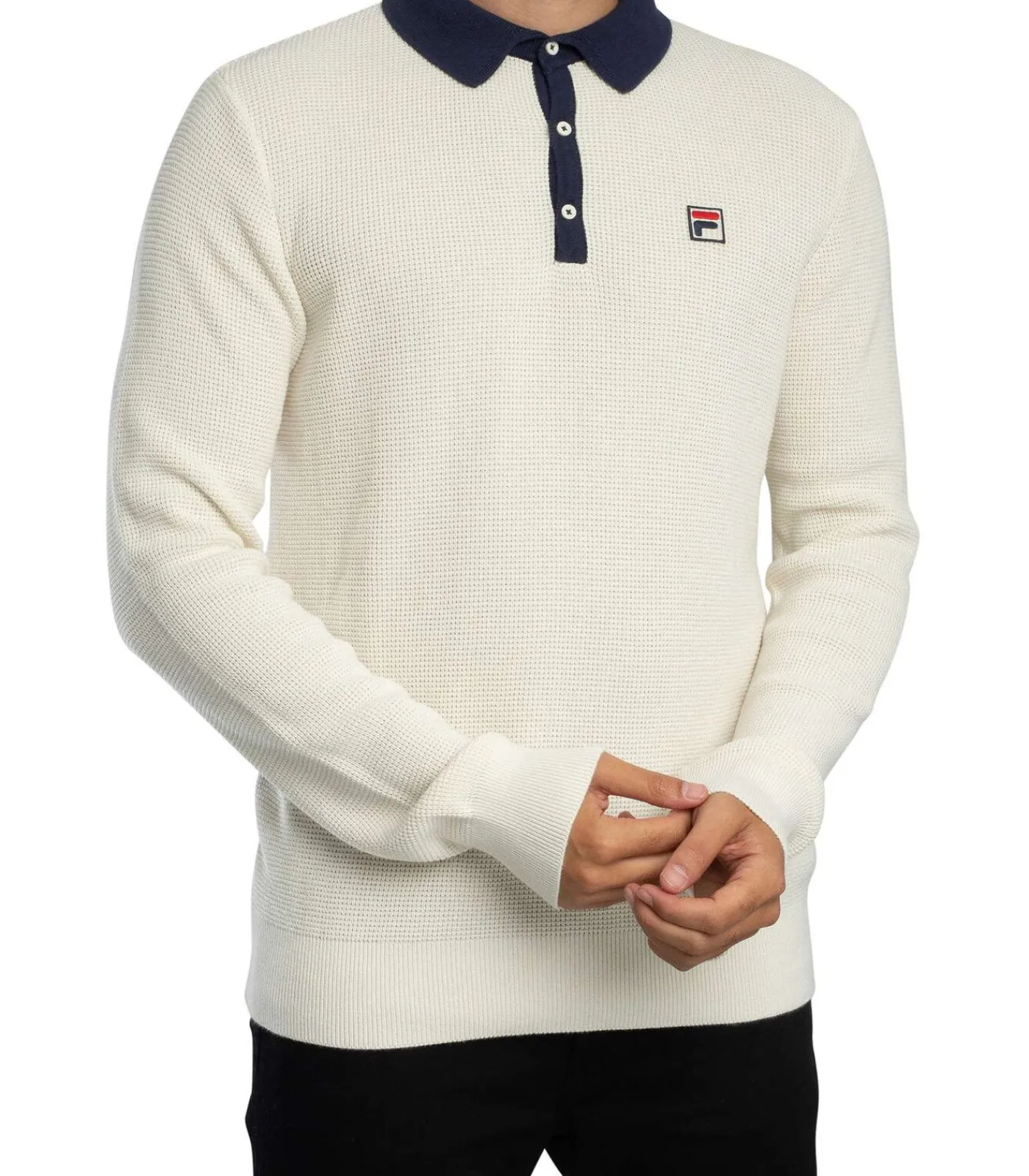 Outlet Nowell Wafelgebreid Poloshirt Met Lange Mouwen Heren T-Shirts & Polo's