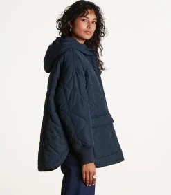 Clearance Omkeerbaar blauw donsjack met afneembare capuchon DAMES Jassen