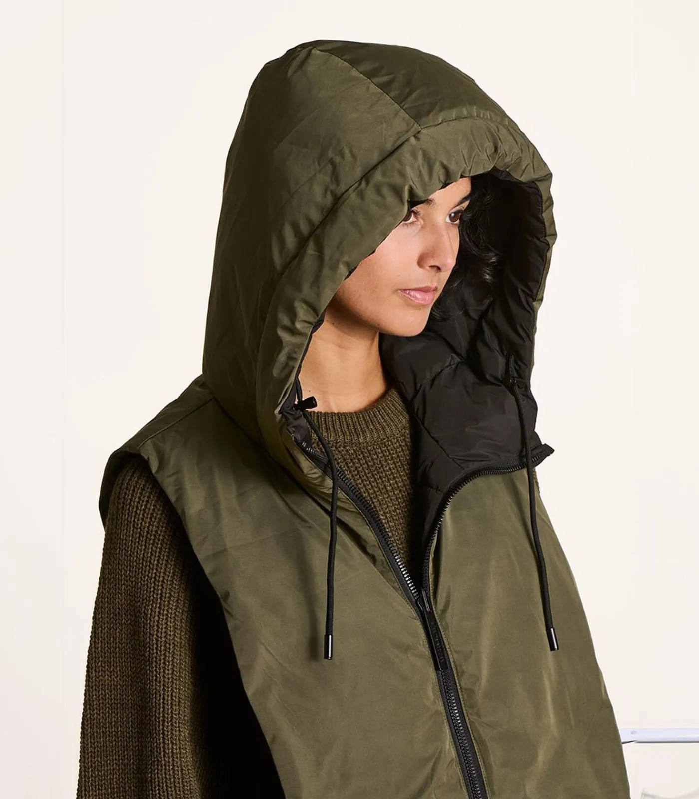 DAMES La Fée Maraboutée Omkeerbare capuchon zwart en kaki