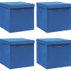 Sale Opbergboxen met deksel 4 st 32x32x32 cm stof blauw Organiseren