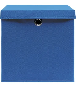 Sale Opbergboxen met deksel 4 st 32x32x32 cm stof blauw Organiseren