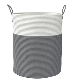 vidaXL Opbergmand Ø 38x46 cm katoen grijs en wit
