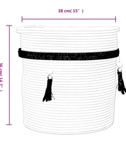 vidaXL Opbergmand Ø 38x36 cm katoen wit