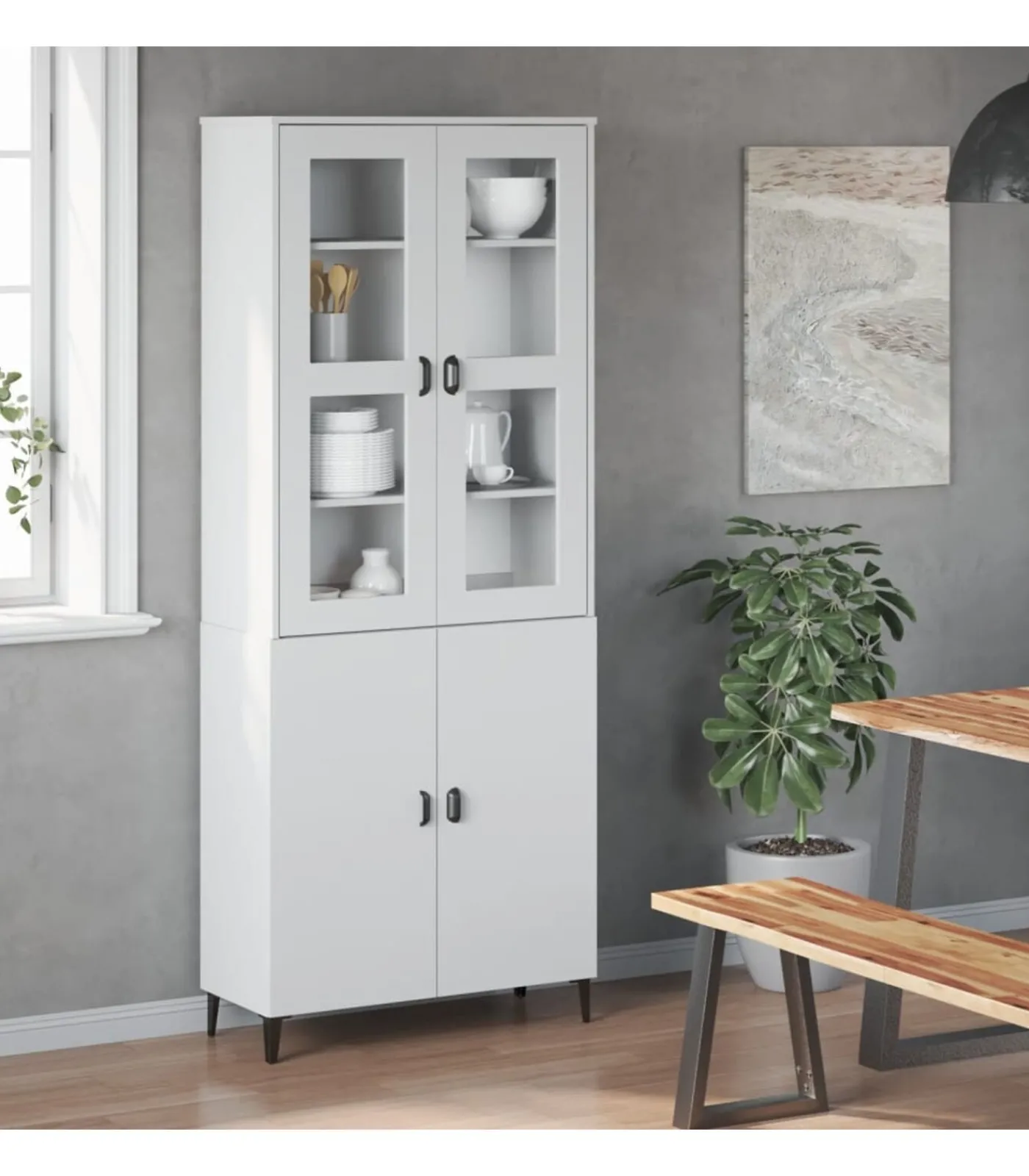 vidaXL Opzetkast VIKEN bewerkt hout wit