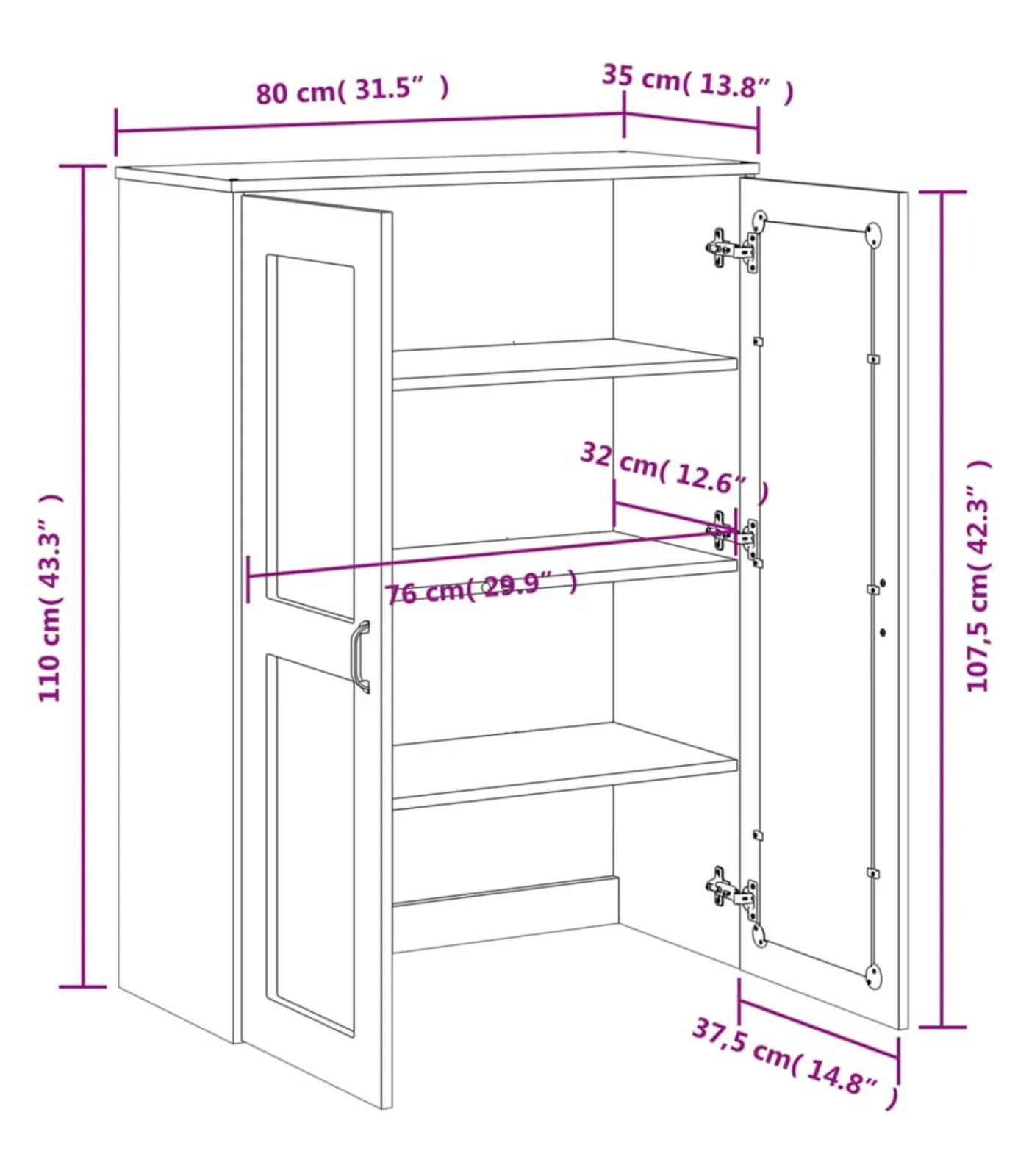 vidaXL Opzetkast VIKEN bewerkt hout wit
