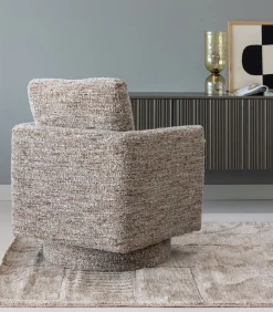 Discount Oska Draaifauteuil - Melange Stof - Bruin - 64x78x79 Zetels